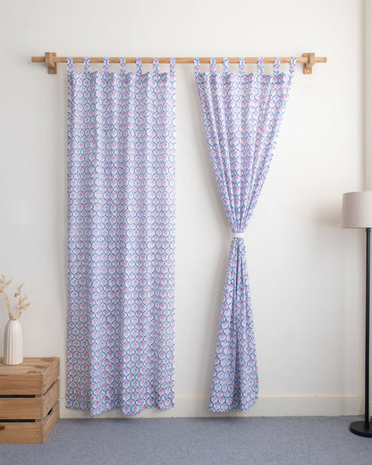Vintage Floral Block Print Cotton Curtains in India