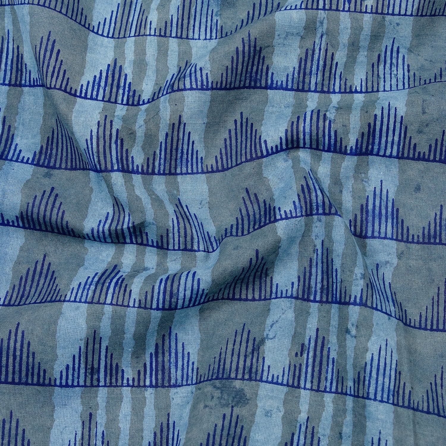 Wave Dabu Hand Block Print Fabric By The Yard