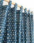 White & Blue Polka Dot Block Print Living Room Curtains