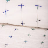 White Decorative Hand Stitched Cotton Kantha Quilt Blanket