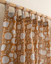 White Floral Block Printed Cotton Curtains