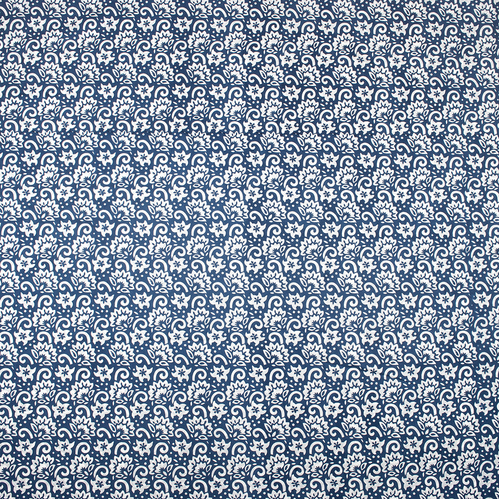 White Floral Hand Block Print Cotton Fabric