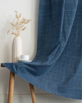White Gingham Check Block Printed Cotton Curtains