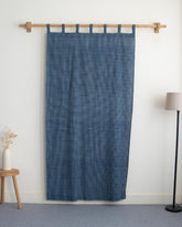 White Gingham Check Block Printed Cotton Curtains