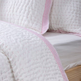 White Pure Cotton Indian Stitched Kantha Quilt Blanket