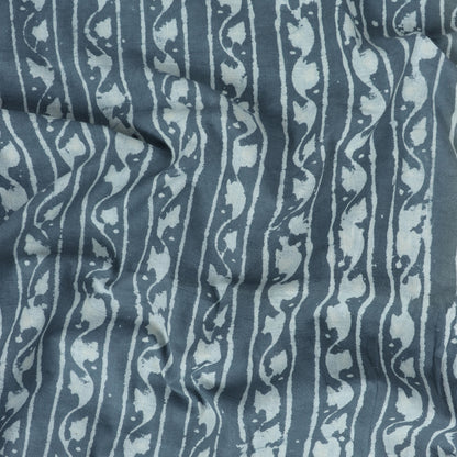 White Striped Cotton Hand Block Print Dabu Fabric