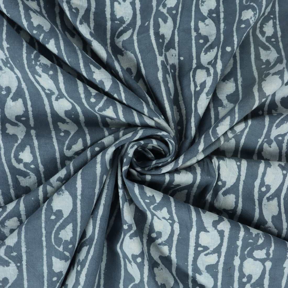 White Striped Cotton Hand Block Print Dabu Fabric