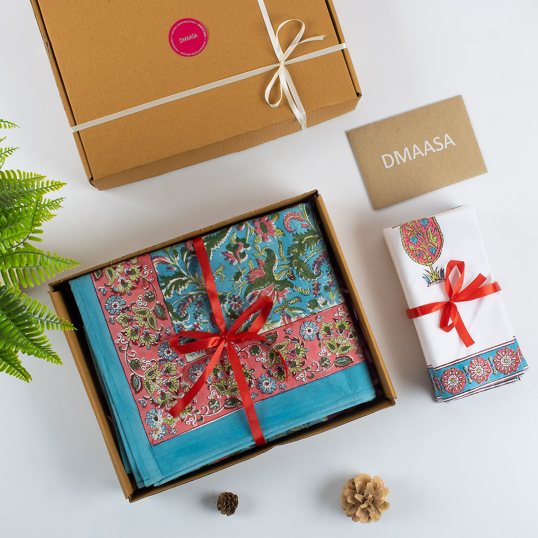 Xmas Gift Sets Floral Cotton Dining Tablecloth &amp; Napkin