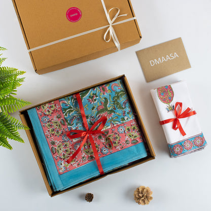 Xmas Gift Sets Floral Cotton Dining Tablecloth &amp; Napkin