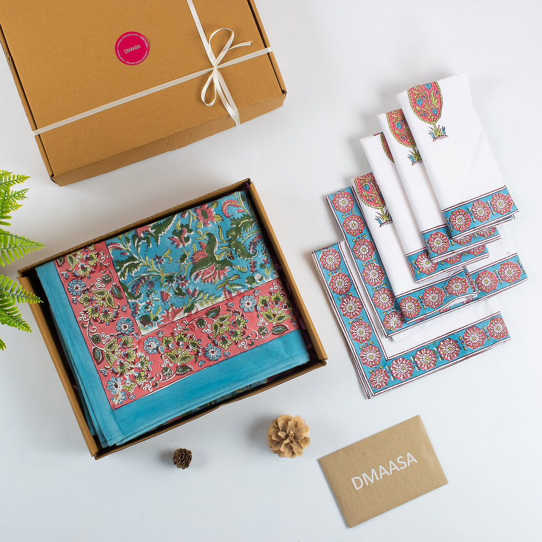 Xmas Gift Sets Floral Cotton Dining Tablecloth &amp; Napkin