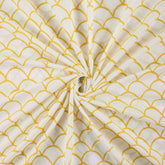 Yellow Block Printed Indian Pure Cotton Fabric Material