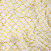 Yellow Block Printed Indian Pure Cotton Fabric Material