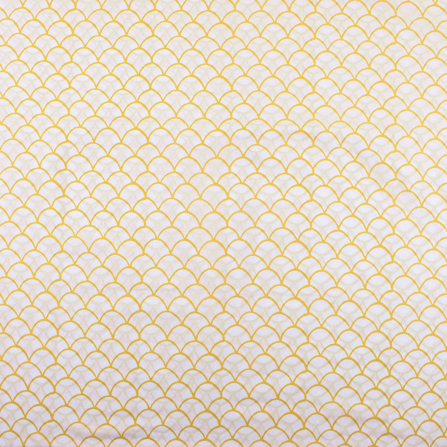 Yellow Block Printed Indian Pure Cotton Fabric Material