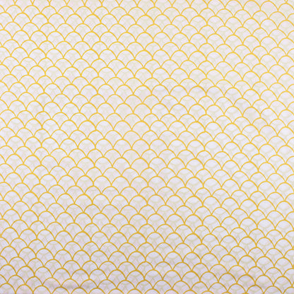 Yellow Block Printed Indian Pure Cotton Fabric Material