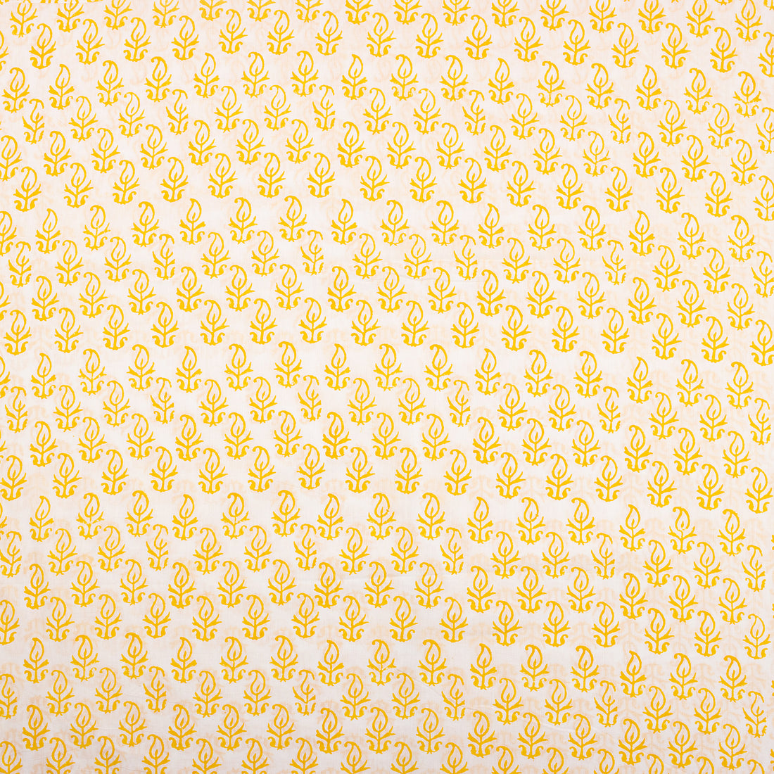 Yellow Booti Hand Block Pure Cotton Indian Fabric