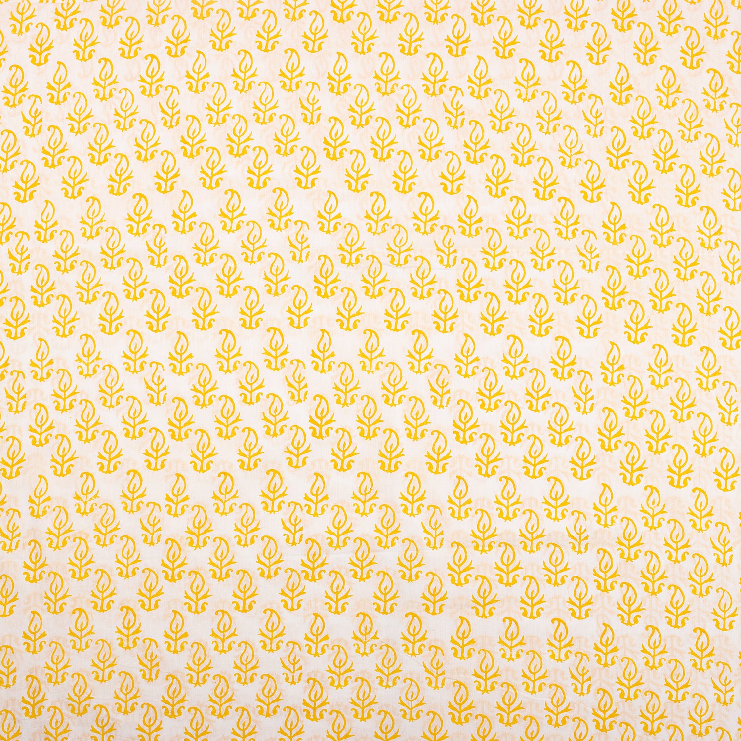 Yellow Booti Hand Block Pure Cotton Indian Fabric