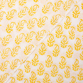 Yellow Booti Hand Block Pure Cotton Indian Fabric