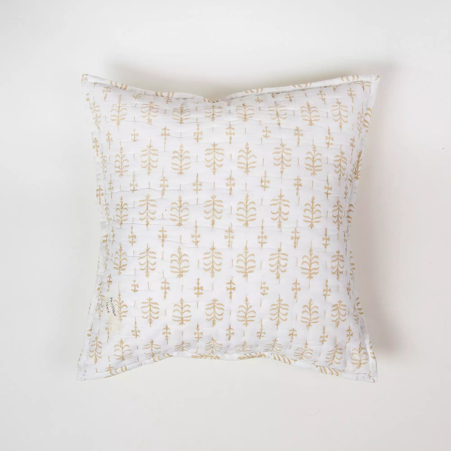 Yellow Booty Kantha Quilted Cushion Cover
