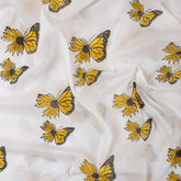 Yellow Butterfly Indian Hand Block Fabric Material