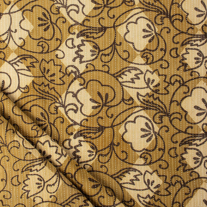 Yellow Dabu Hand Block Printed Cotton Kantha Fabric