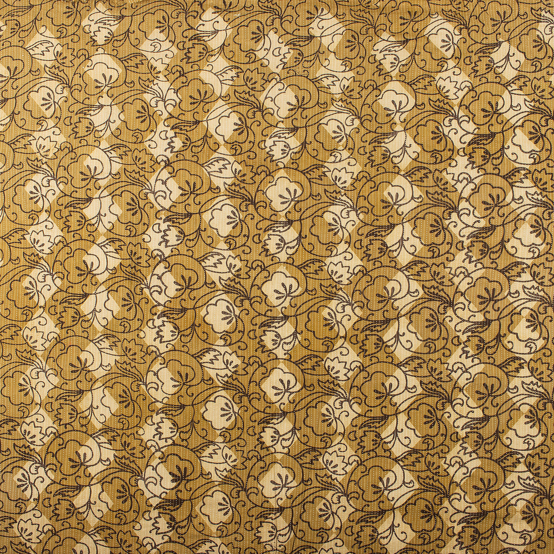 Yellow Dabu Hand Block Printed Cotton Kantha Fabric