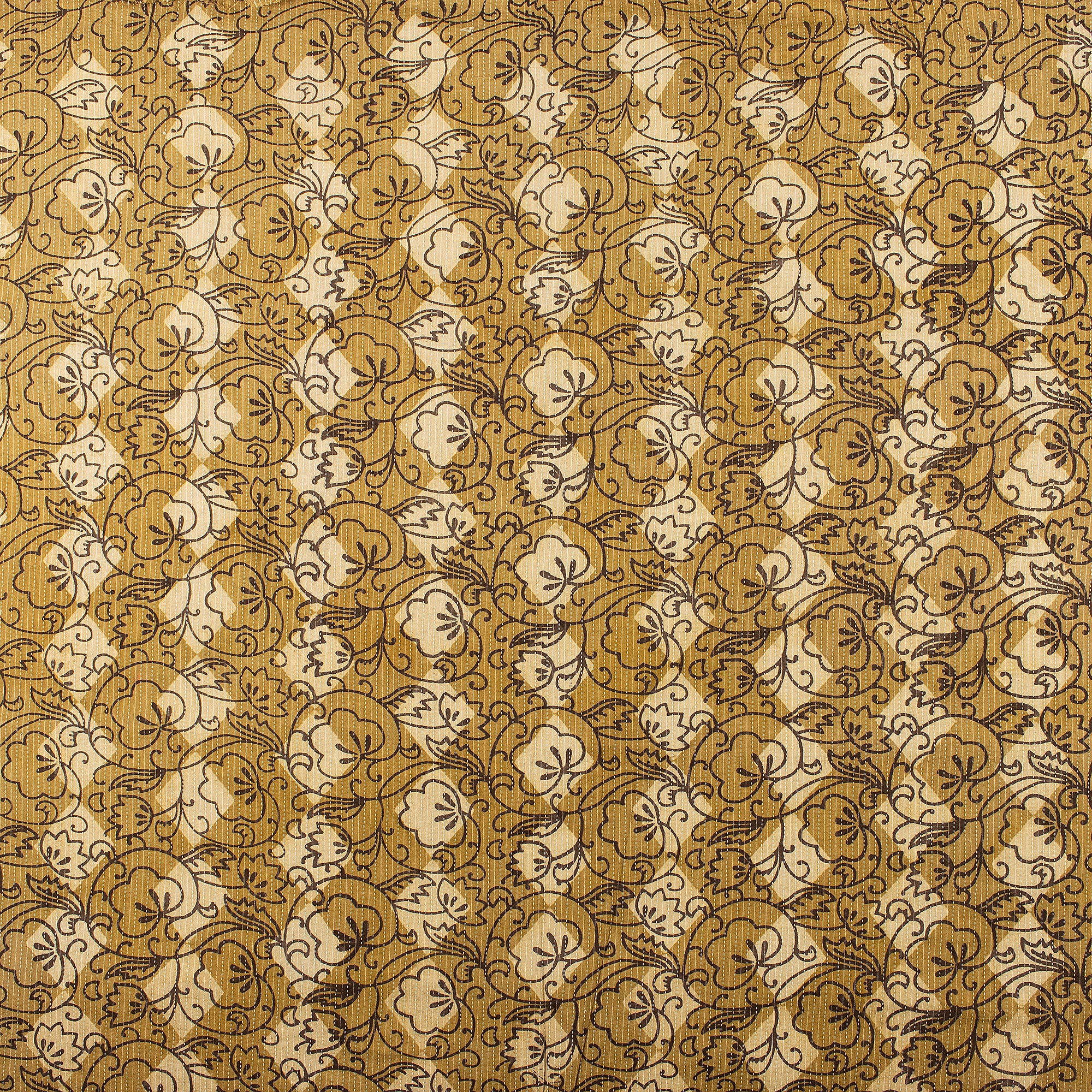 Yellow Dabu Hand Block Printed Cotton Kantha Fabric