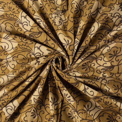 Yellow Dabu Hand Block Printed Cotton Kantha Fabric