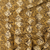 Yellow Dabu Hand Block Printed Cotton Kantha Fabric