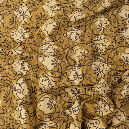 Yellow Dabu Hand Block Printed Cotton Kantha Fabric