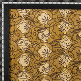 Yellow Dabu Hand Block Printed Cotton Kantha Fabric