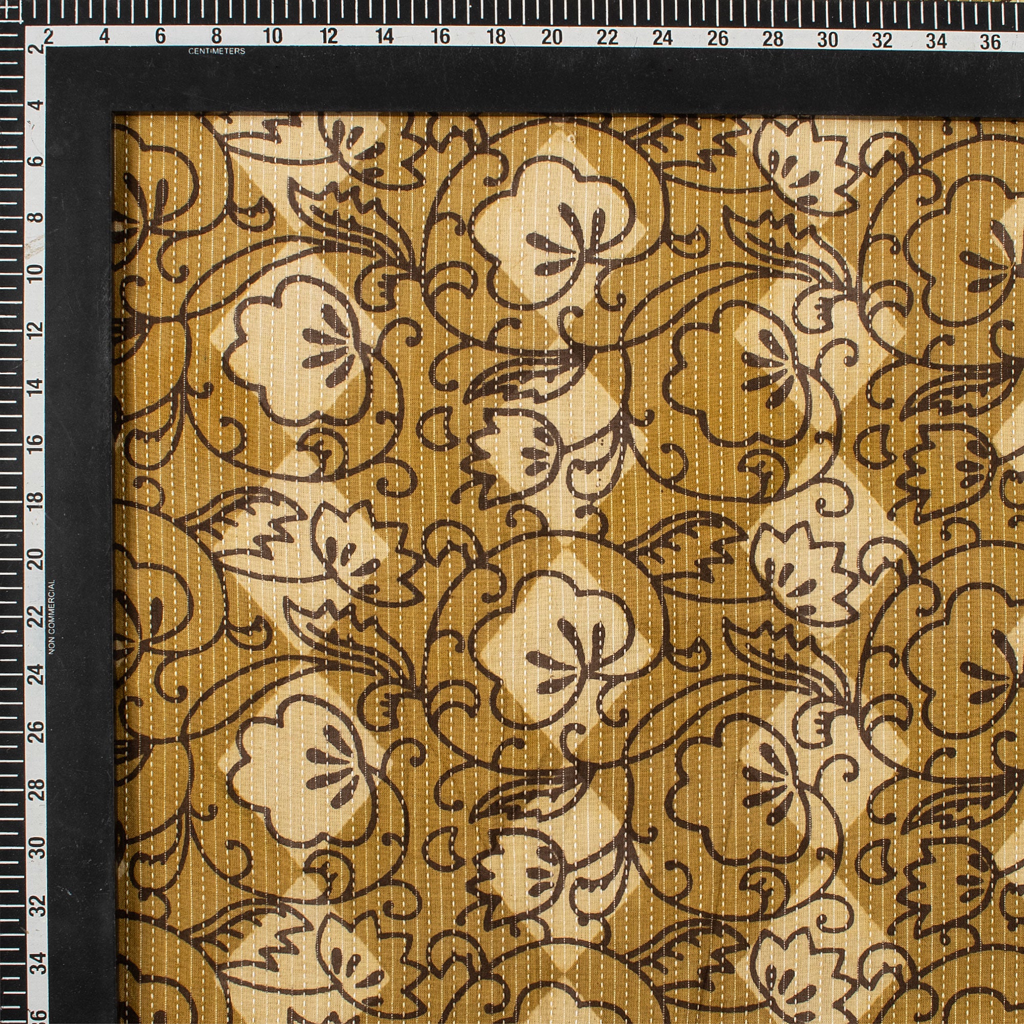 Yellow Dabu Hand Block Printed Cotton Kantha Fabric
