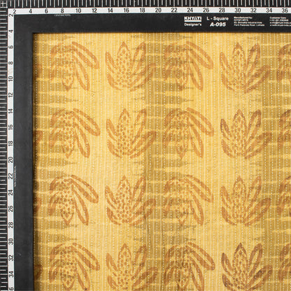 Yellow Dabu Pure Cotton Hand Block Printed Kantha Fabric