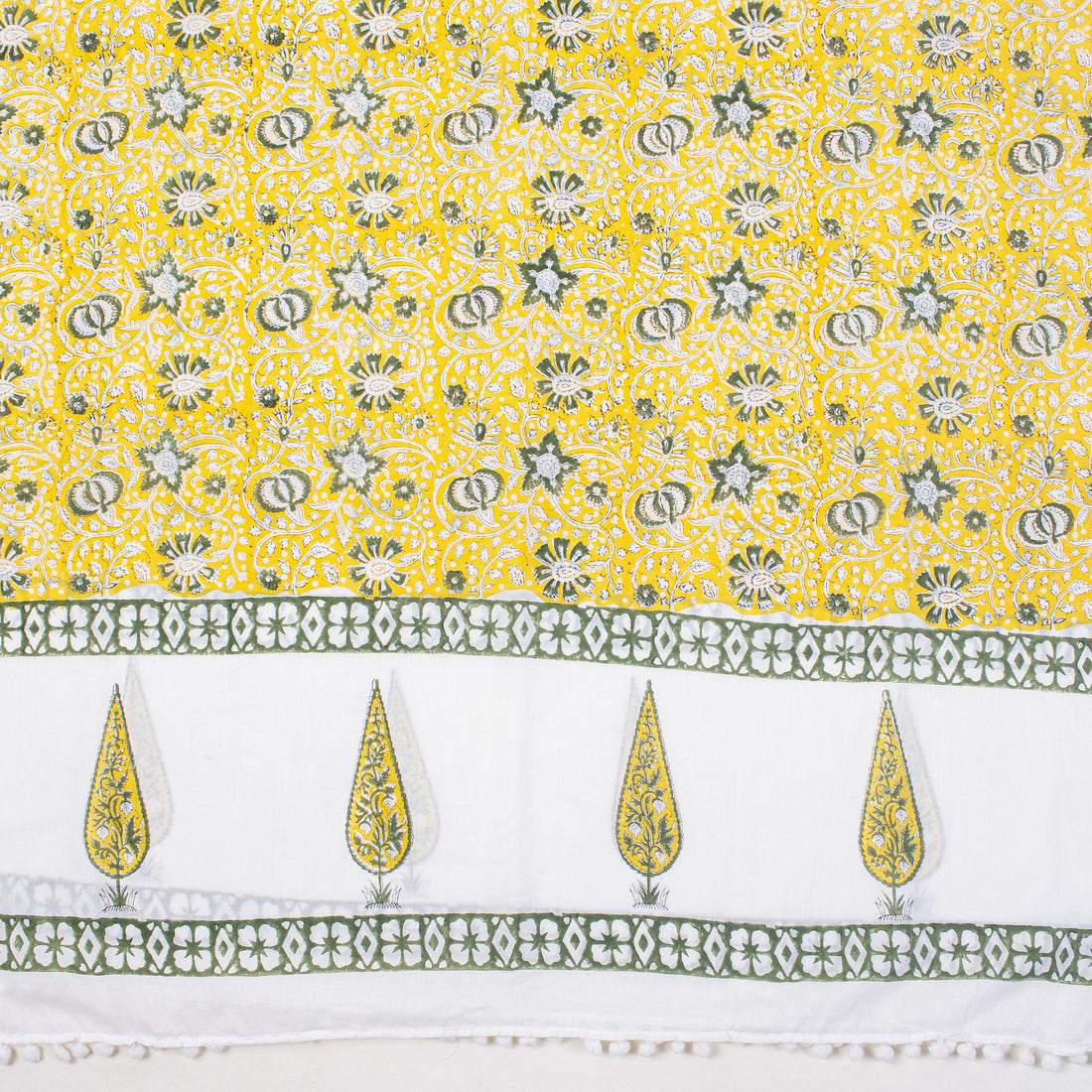 Yellow Floral Block Print Sarong Beachwear
