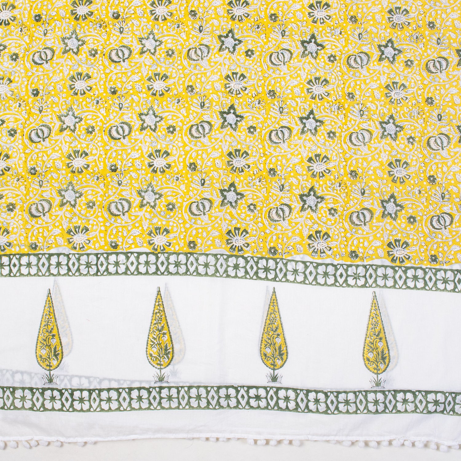 Yellow Floral Block Print Sarong Beachwear