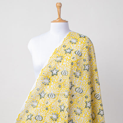 Yellow Floral Block Print Sarong Beachwear