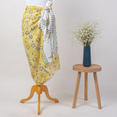 Yellow Floral Block Print Sarong Beachwear