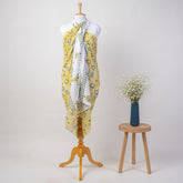 Yellow Floral Block Print Sarong Beachwear