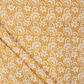 Yellow Floral Block Printed Indian Fabric