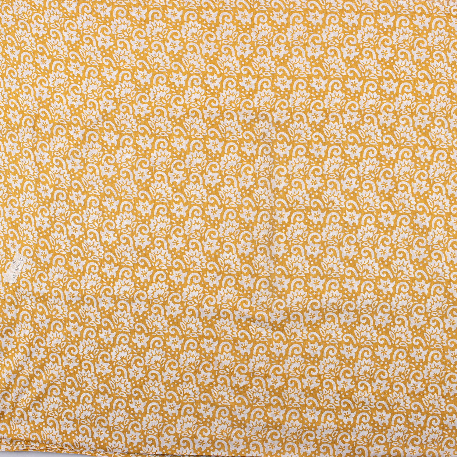 Yellow Floral Block Printed Indian Fabric