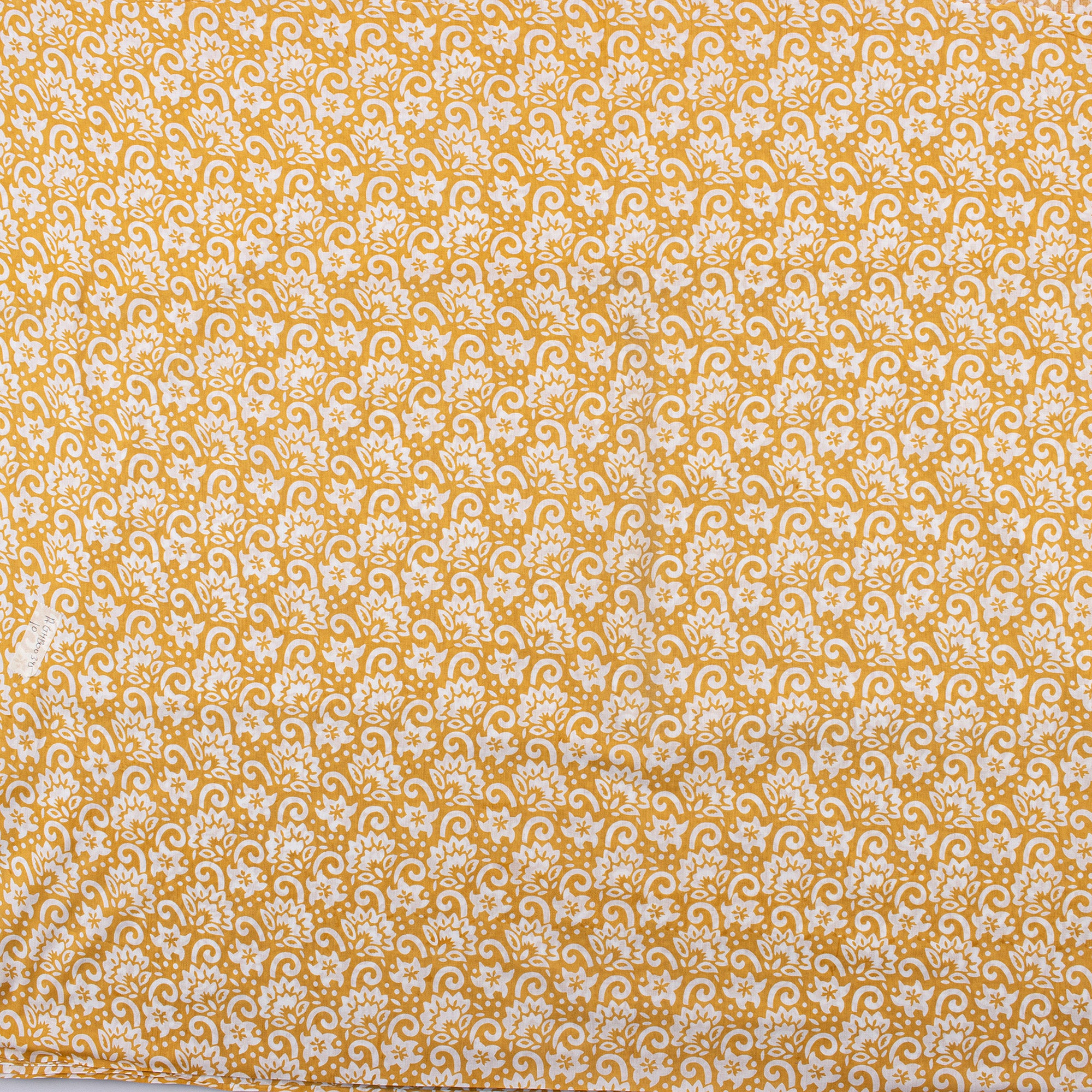 Yellow Floral Block Printed Indian Fabric