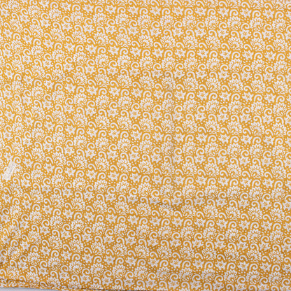 Yellow Floral Block Printed Indian Fabric