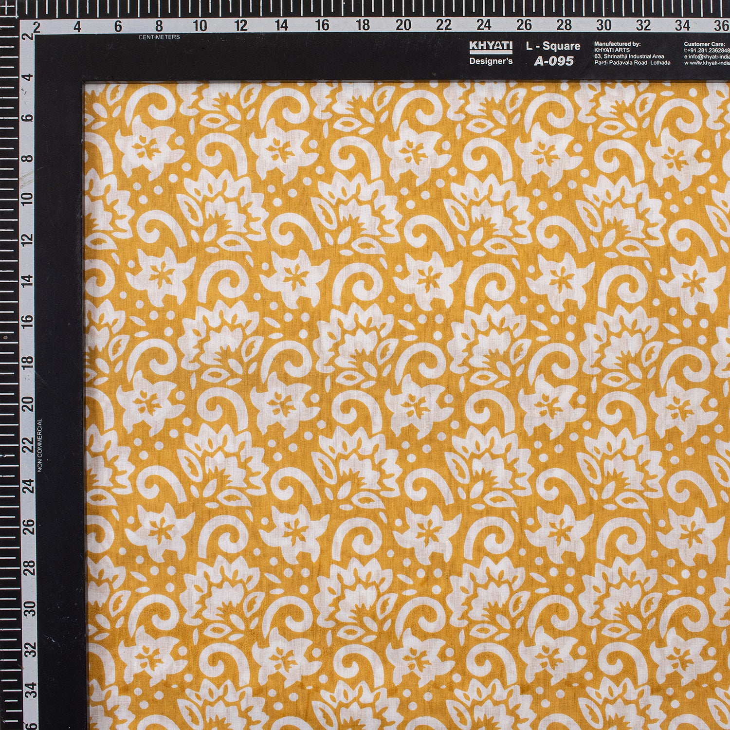 Yellow Floral Block Printed Indian Fabric