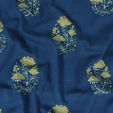 Yellow Floral Indian Hand Block Pirnted Dabu Fabric