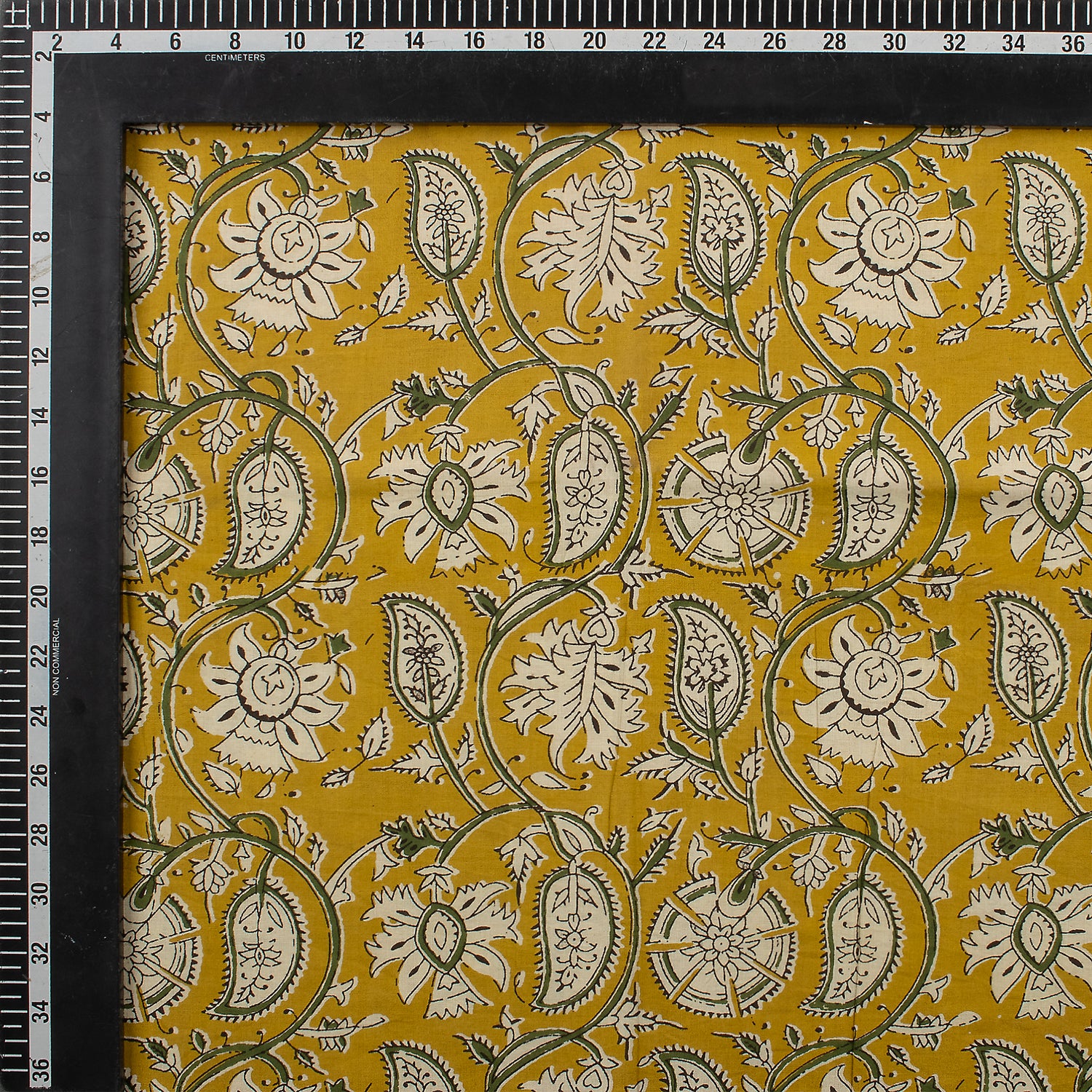 Yellow Paisley Hand Block Printed Bagru Fabric