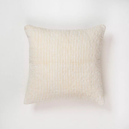 Yellow Stripe Pure Cotton Quilted Kantha Cushion Cover