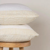 Yellow Stripe Pure Cotton Quilted Kantha Cushion Cover
