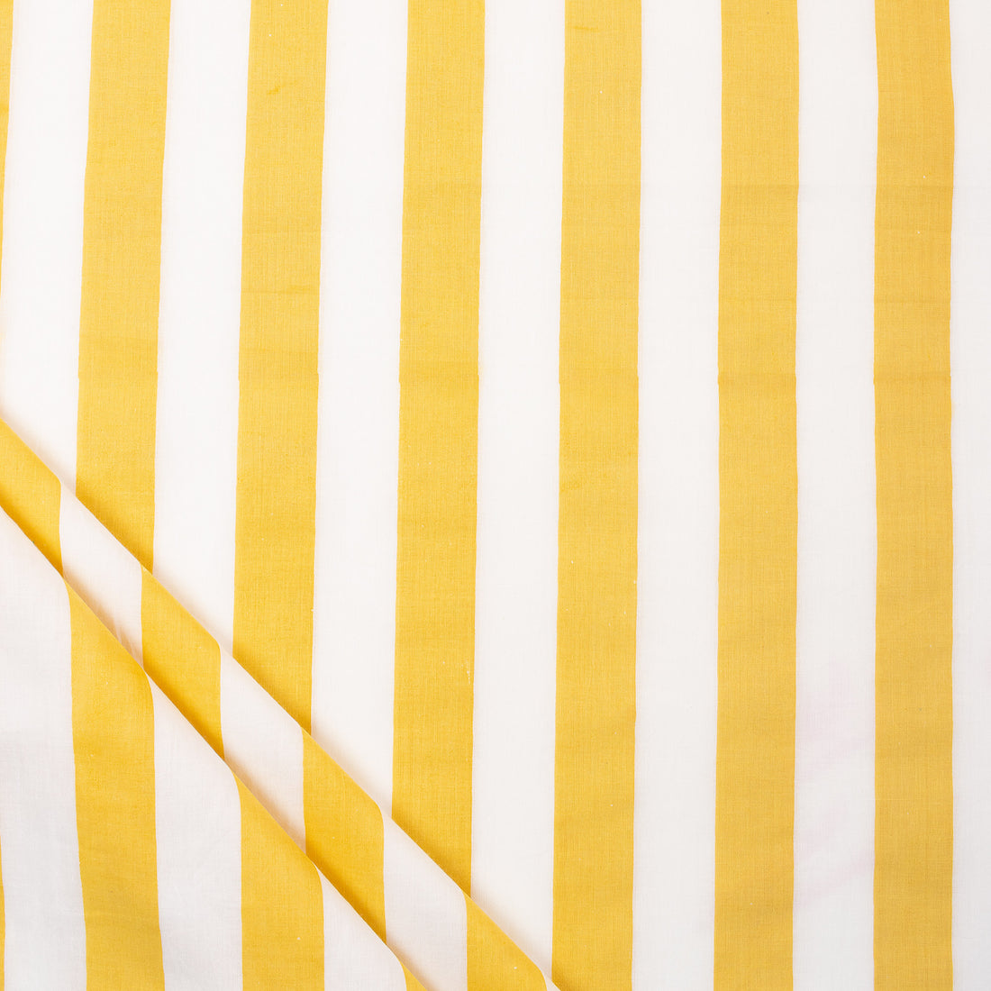 Yellow Striped Hand Block Cotton Running Fabric