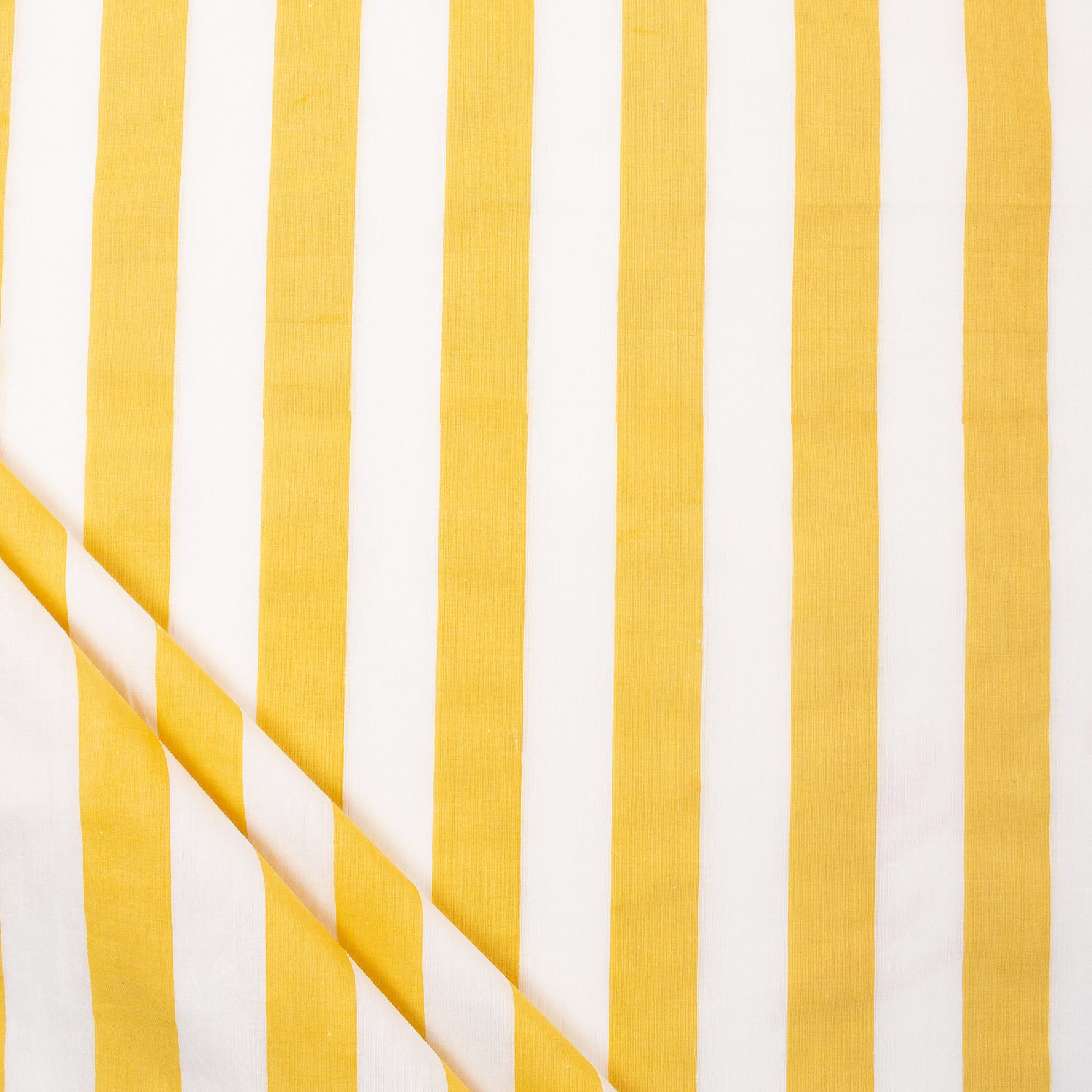 Yellow Striped Hand Block Cotton Running Fabric