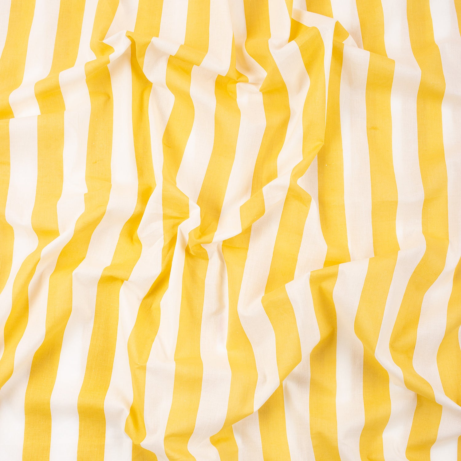 Yellow Striped Hand Block Cotton Running Fabric