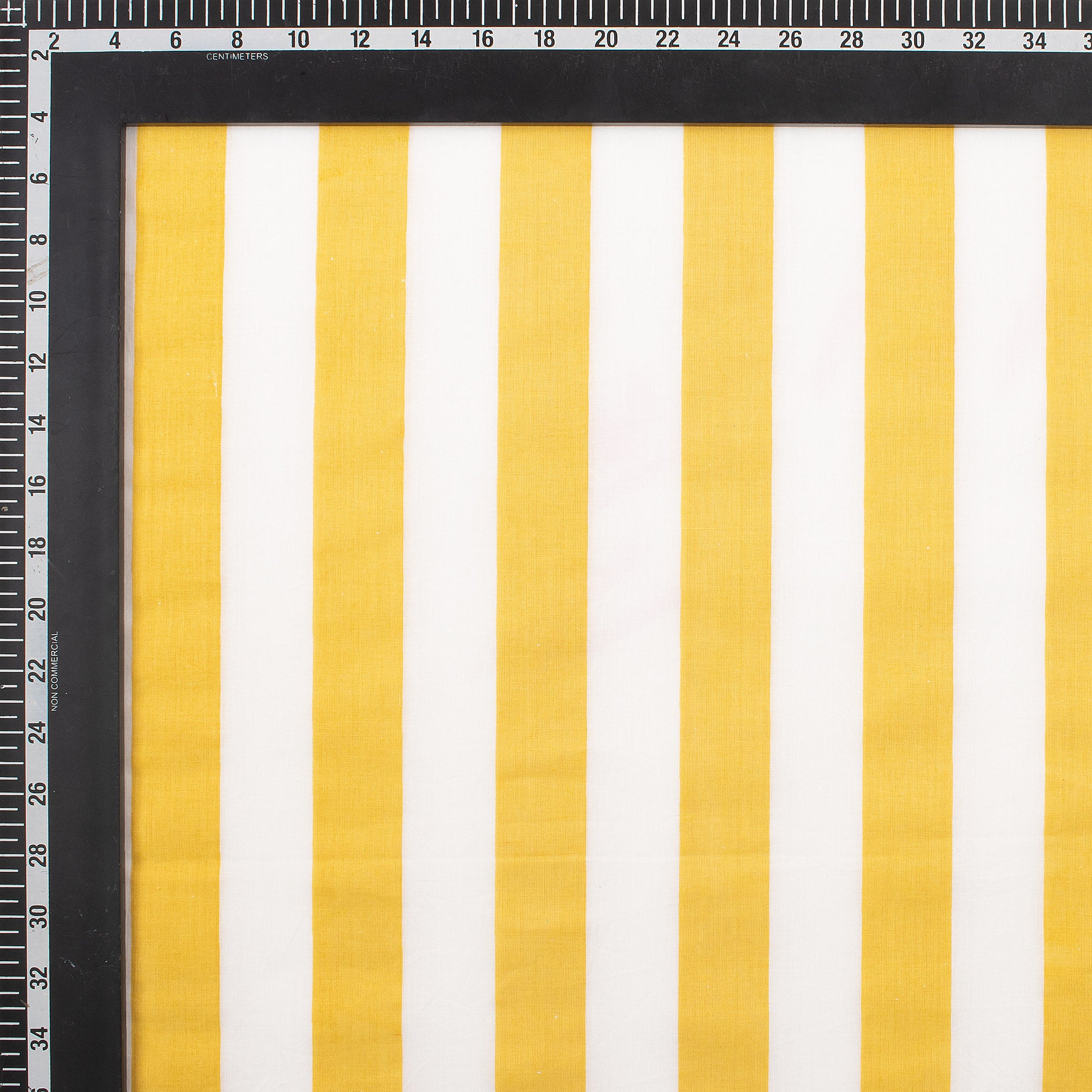Yellow Striped Hand Block Cotton Running Fabric